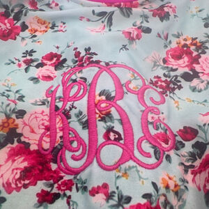 ‘KEB” Initials MonogrSweet La Rose One Piece Swimsuit 18 Months Blue Pink Floral